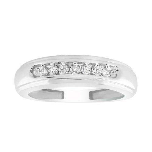 MEN'S BAND 0.15CT ROUND DIAMOND 10K WHITE GOLD 1 65229W