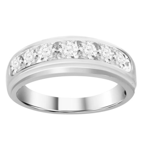MEN'S BAND 1.00CT ROUND DIAMOND 14K WHITE GOLD 1 65839W
