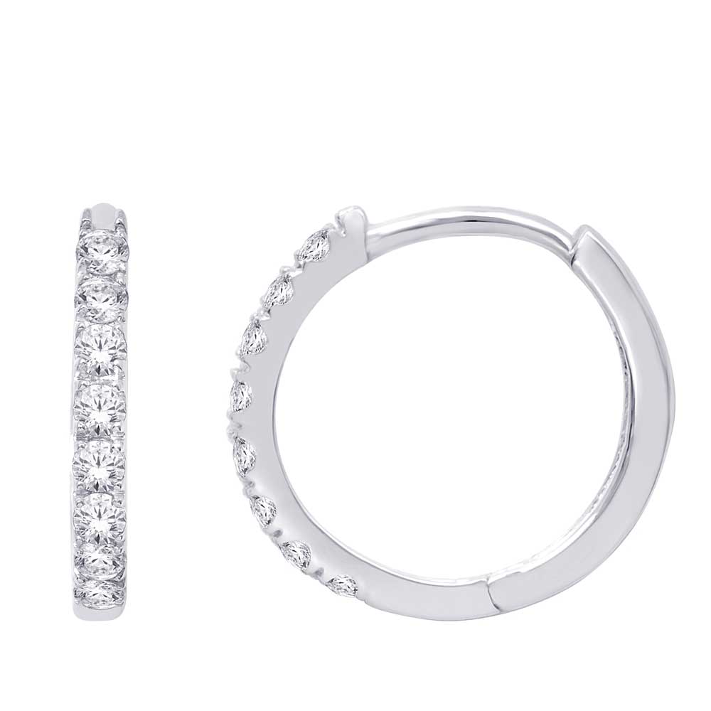 10K White Gold 1/3 Ct.Wt. Diamond Hoop Earrings - Image 1