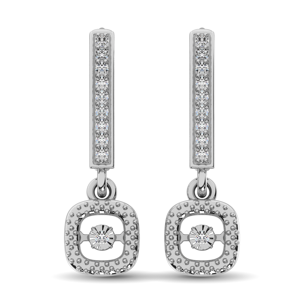 Sterling Silver 1/20 Ct.Tw. Moving Diamond Danglers Earrings - Image 1