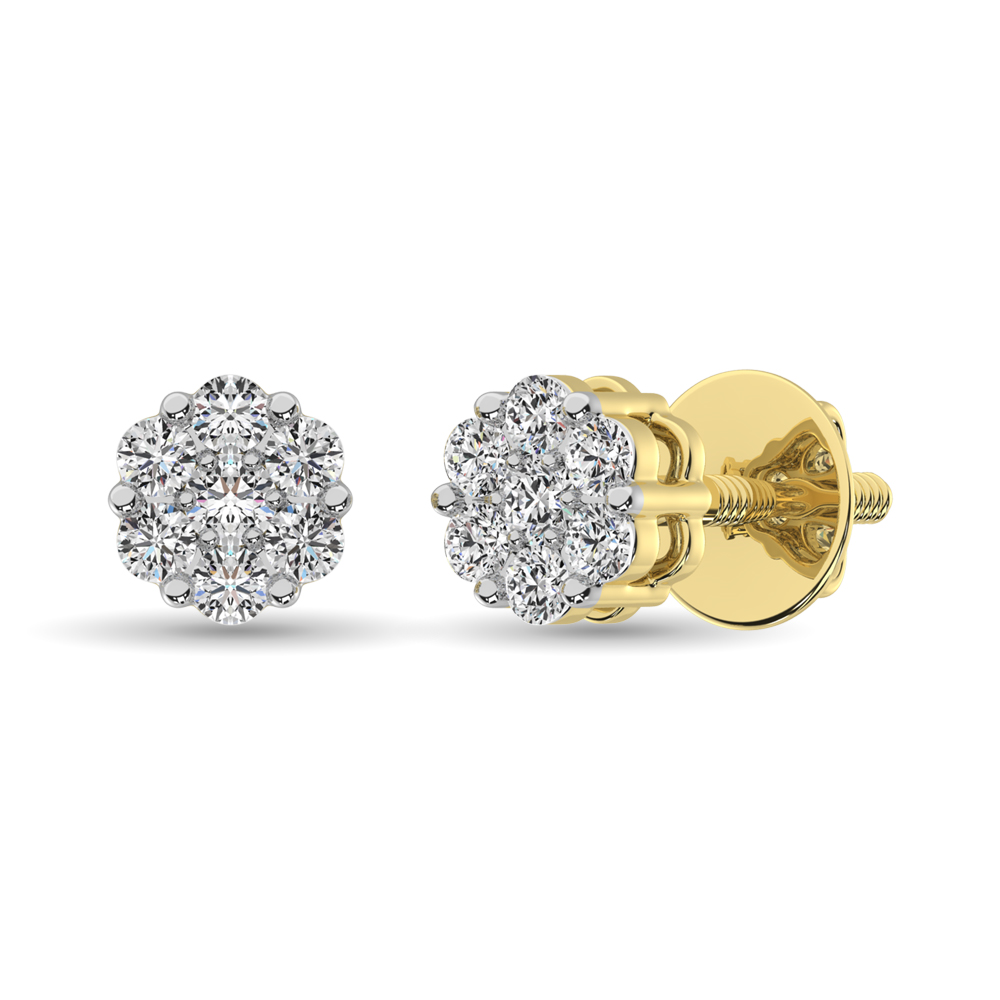 Diamond 1/4 Ct.Tw. Cluster Earrings in 14K Yellow Gold - Image 1