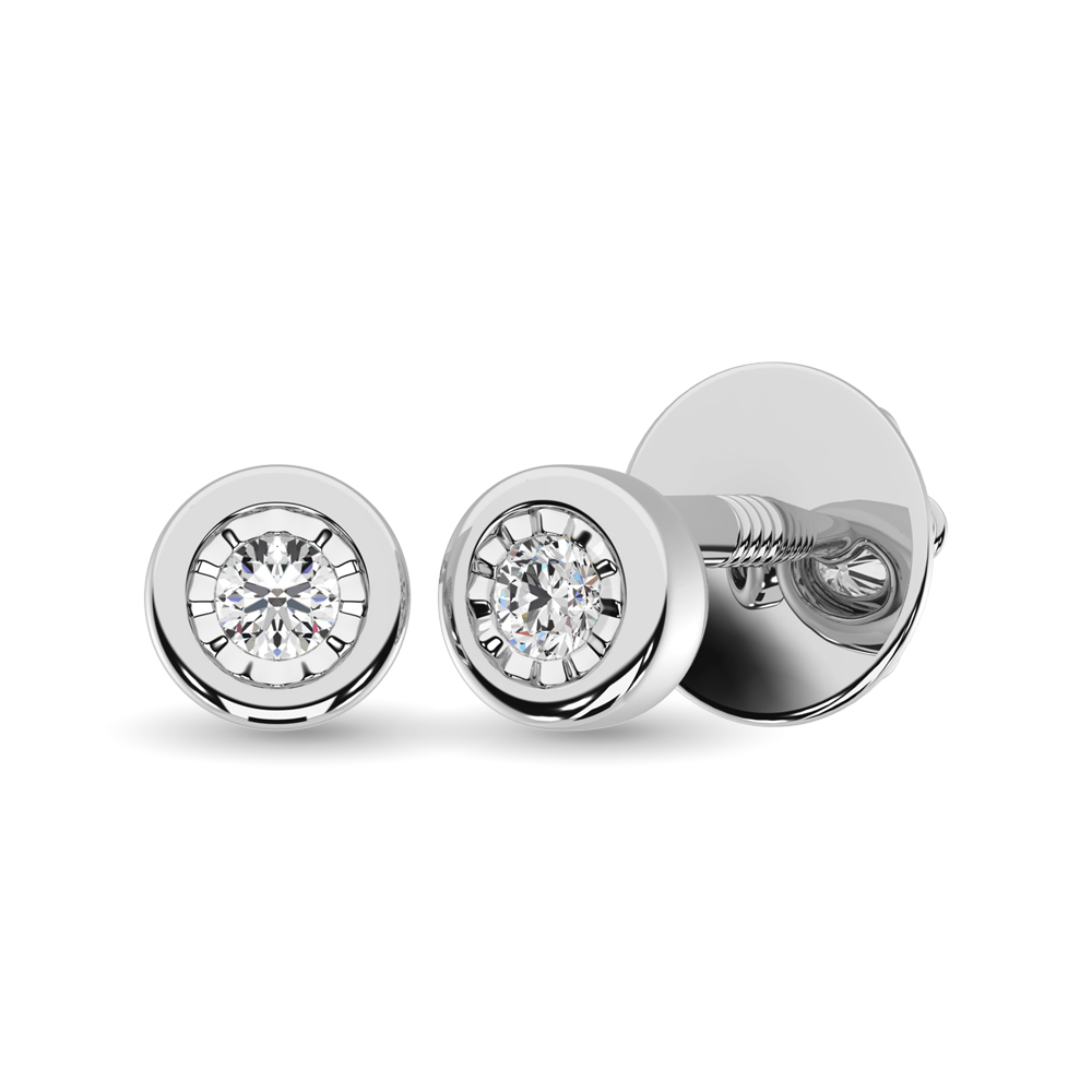 Diamond 1/20 Ct.Tw. Solitaire Stud Earrings in 10K White Gold - Image 1