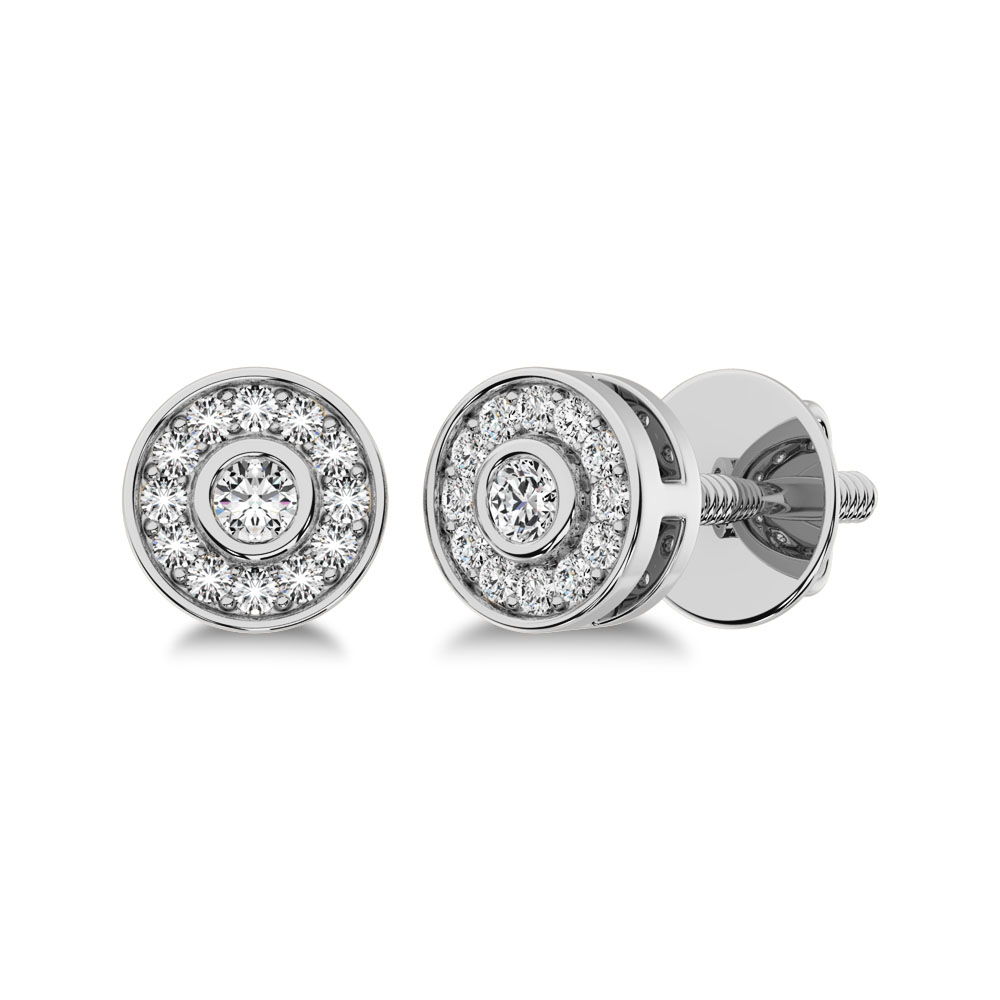 10K White Gold 1/6 Ct.Tw. Diamond Round Shape Stud Earrings - Image 1