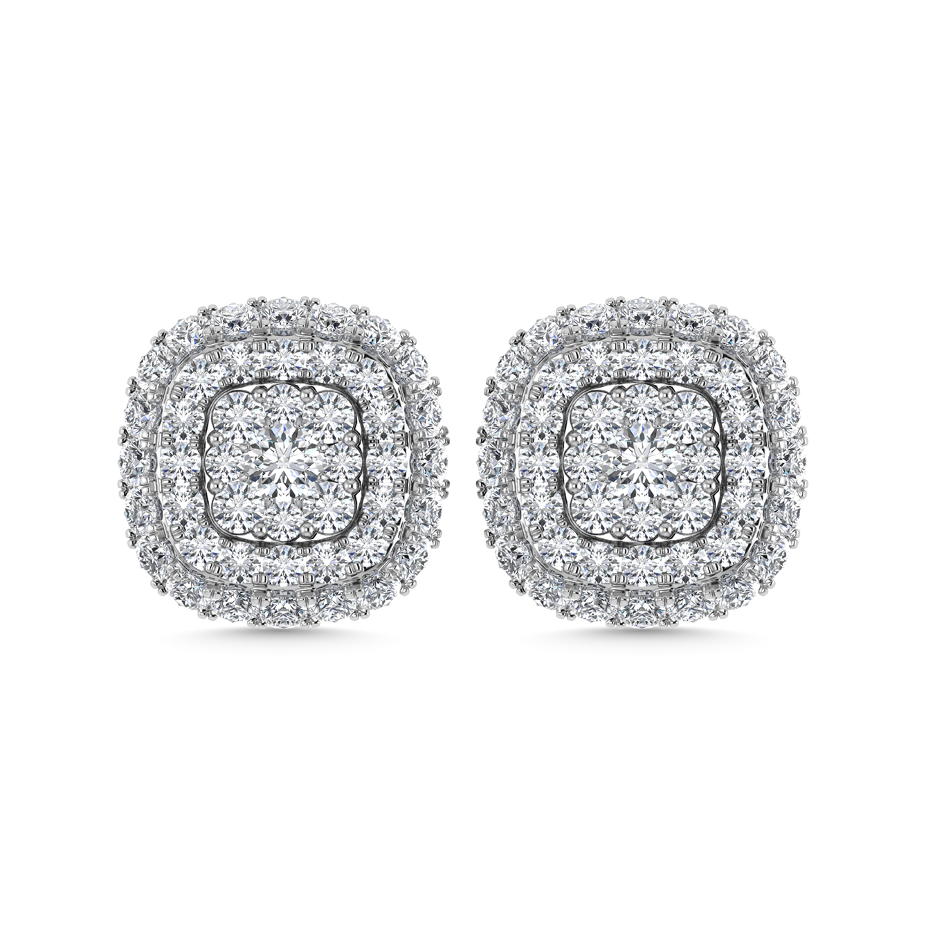 Diamond 5/8 Ct.Tw. Cluster Fashion Earrings in 14K White Gold - Image 1