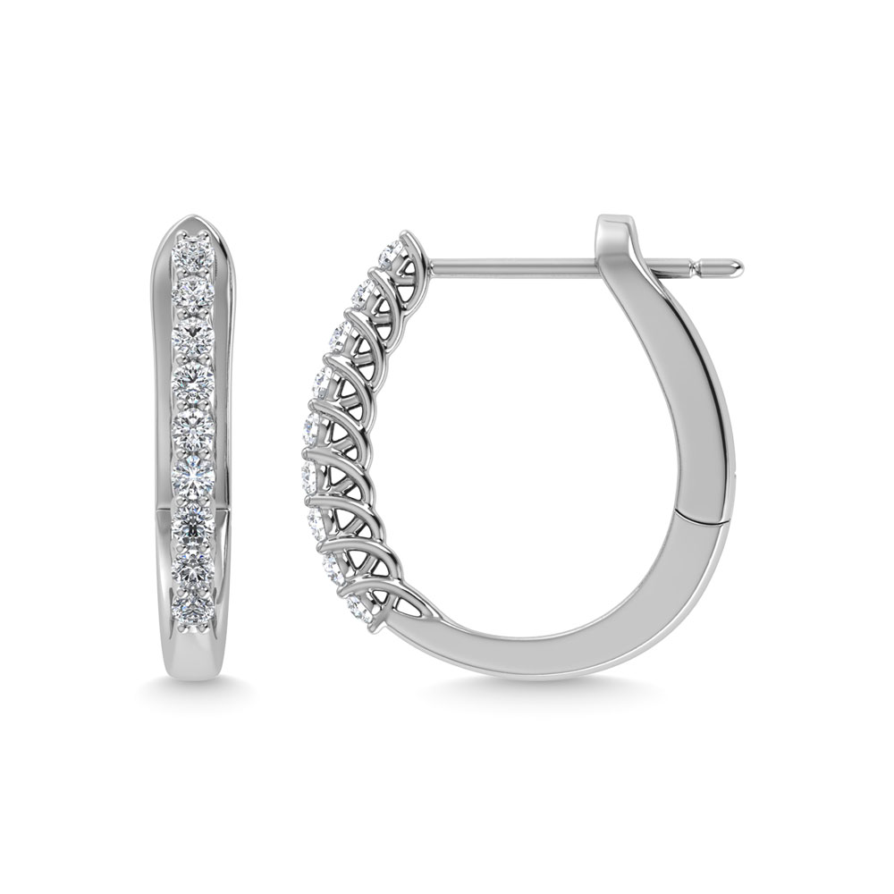 Diamond 1/4 Ct.Tw. Hoop Earrings in 14K White Gold - Image 1