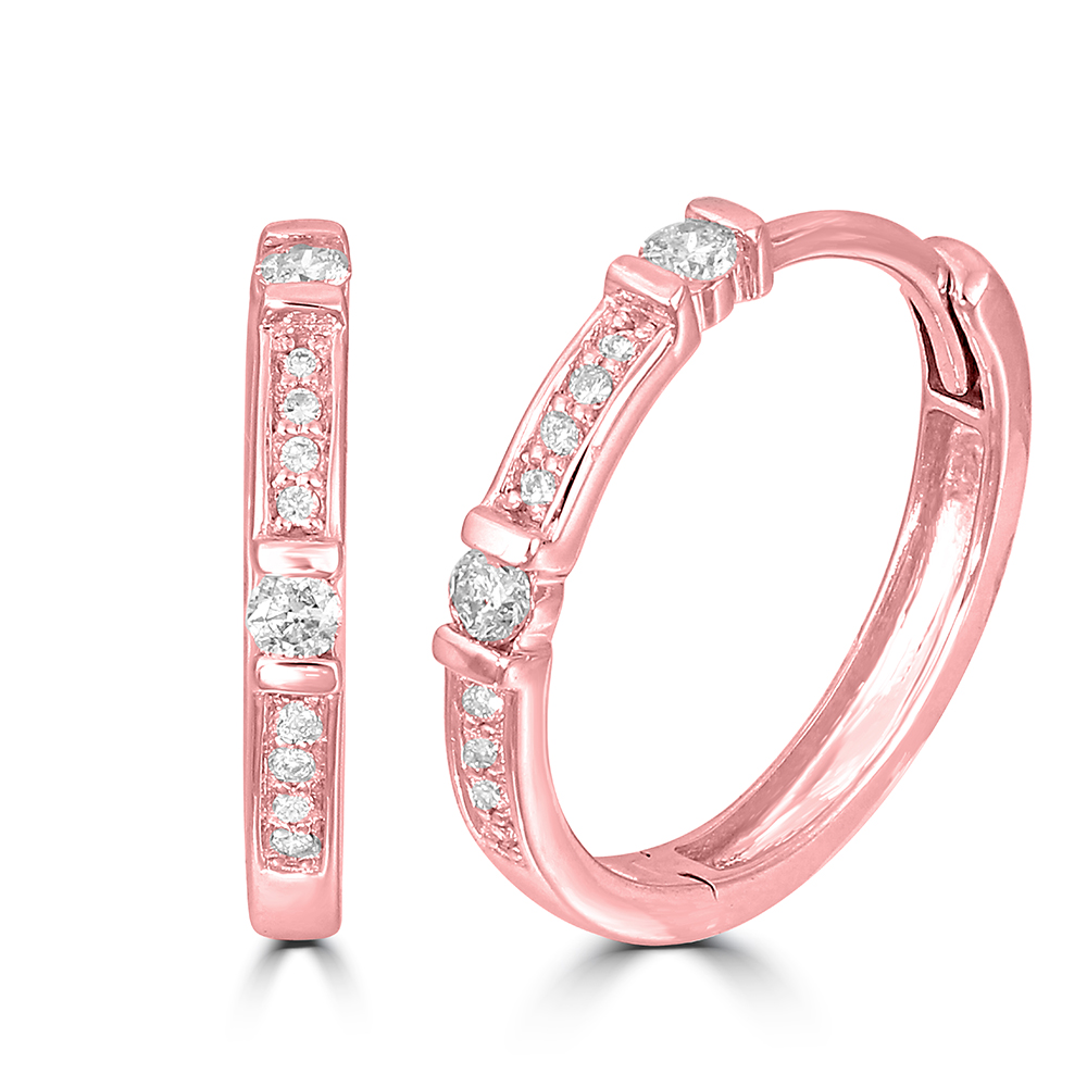 14K Rose Gold 1/6 Ct.Tw. Diamond Stackable Hoop Earrings - Image 1