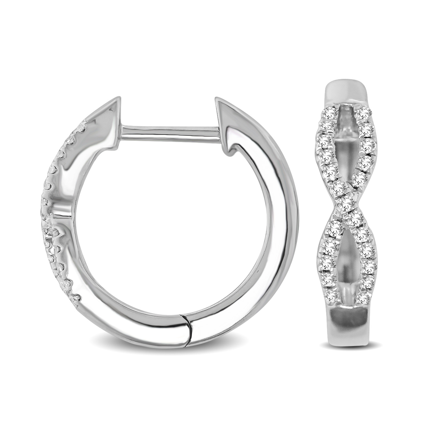 10K White Gold 1/6 Ctw Diamond Hoop Earrings - Image 1