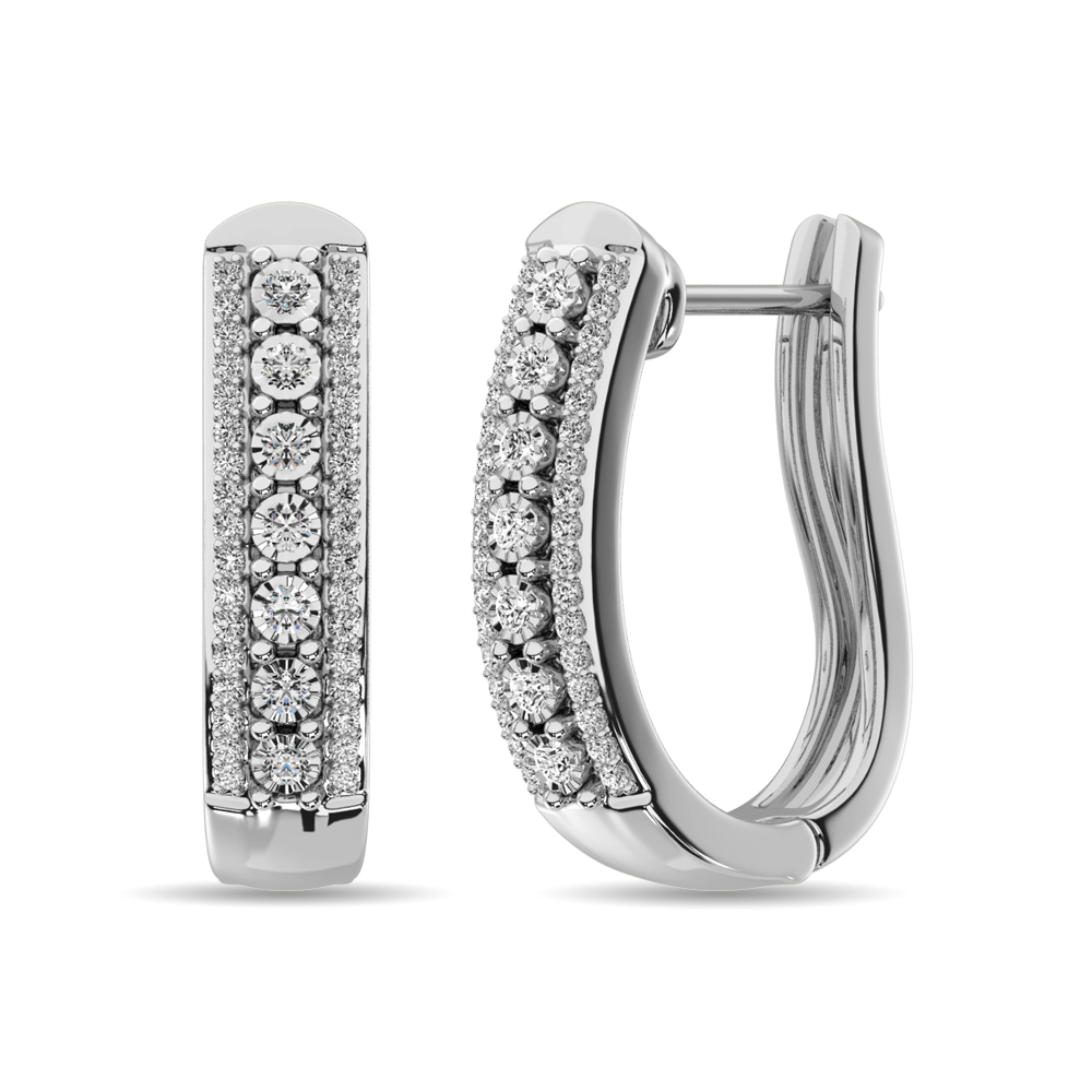 Diamond Hoop Earrings 1/10 ct tw in Sterling Silver - Image 1