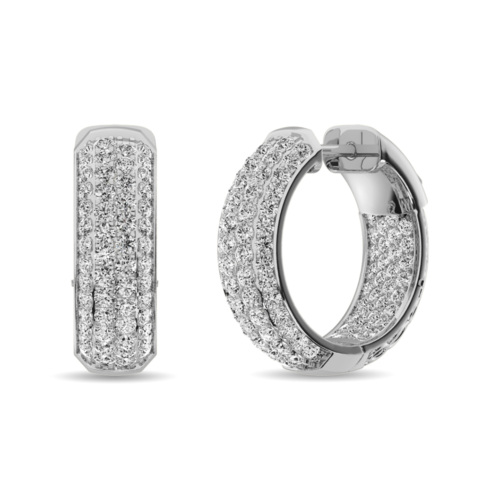 Diamond 2 1/8 ct tw Hoop Earrings in 14K White Gold - Image 1
