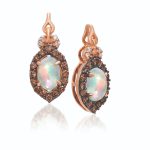 Le Vian Chocolatier® Earrings featuring 5/8 cts. Neopolitan Opal?, 1/4 cts. Chocolate Diamonds®, Vanilla Diamonds® set in 14K Strawberry Gold®
