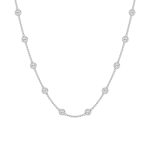 4.00 CTTW Beautiful Diamonds by the Yard Necklace set in round brilliant cut lab-grown diamonds that are bezel set on a chain by stations along the chain.
