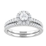1.00 CTTW Beautiful Halo Bridal Ring with 0.33 ct Round Center Stone