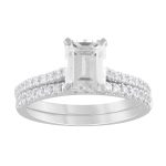4.50 CTTW Hidden Halo Bridal Ring with 4.00 center Emerald