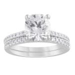 2.50 CTTW Hidden Halo Bridal Ring with 5.00 center Cushion