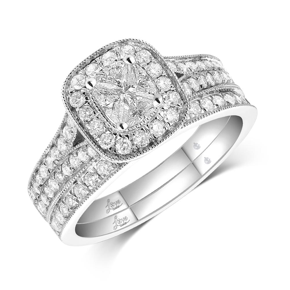 Lovecuts 14K White Gold 1 Ct.Tw.Diamond Bridal Invisible Ring - Image 1