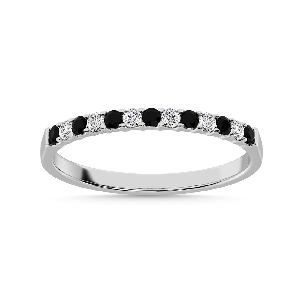 14K White Gold 1/5 Ctw Alternate White & Black Diamond Machine Band - Image 1