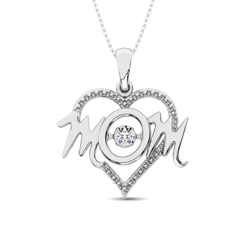 Sterling Silver Mom Moving Diamond Accent Pendant - Image 1