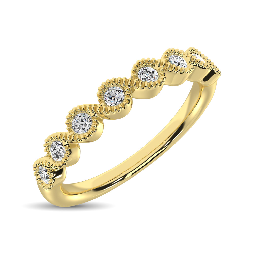 14K Yellow Gold 1/10 Ct.Tw. Diamond Stackable Band - Image 1