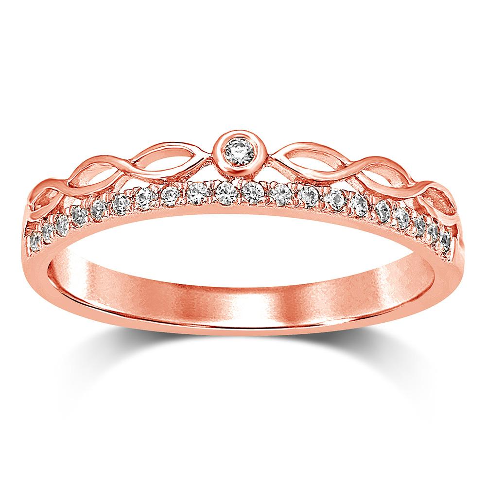 10k Rose Gold 1/10 Ct.Tw.Diamond Stackable Band - Image 1