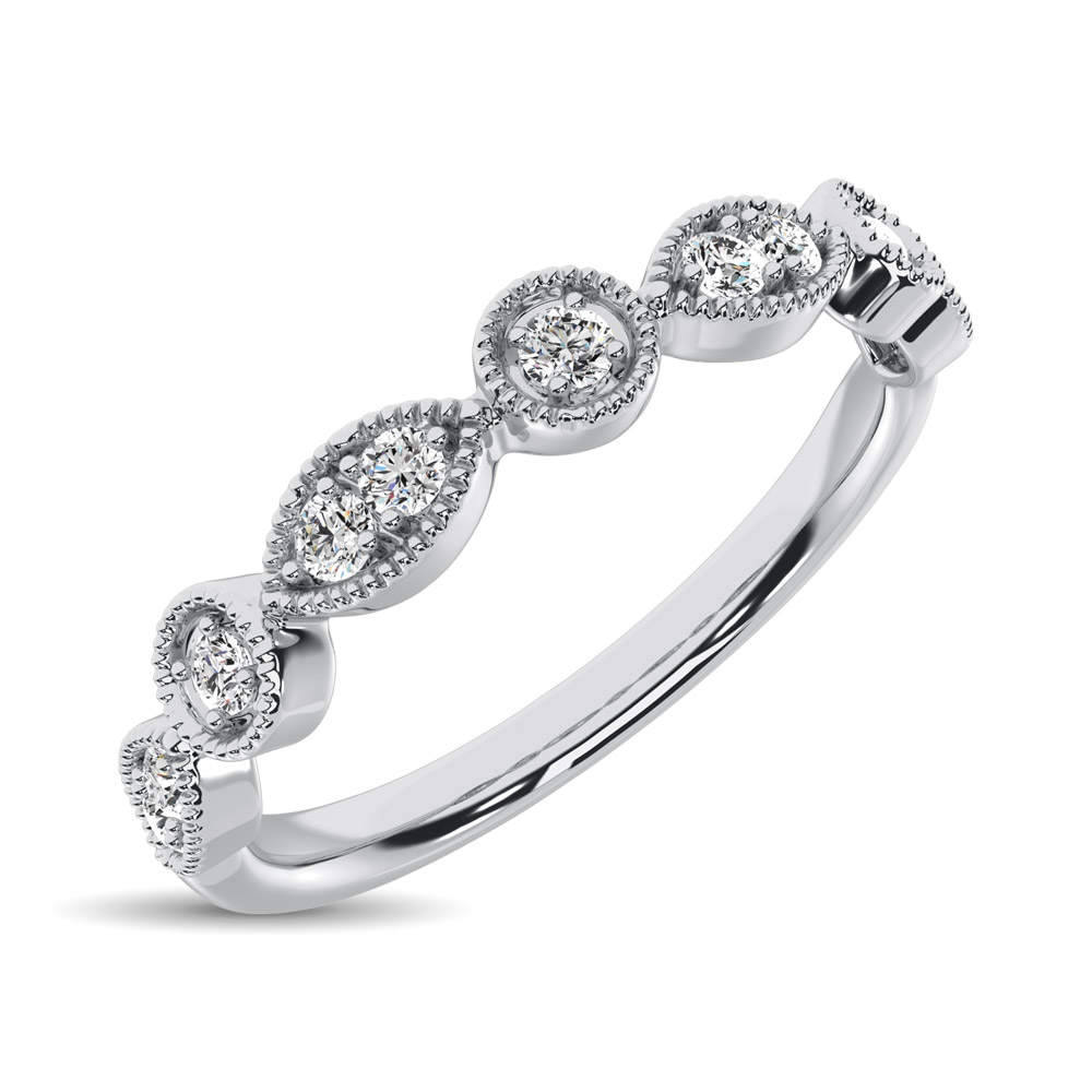 14K White Gold 1/8 Ct.Tw.Diamond Stackable Band - Image 1