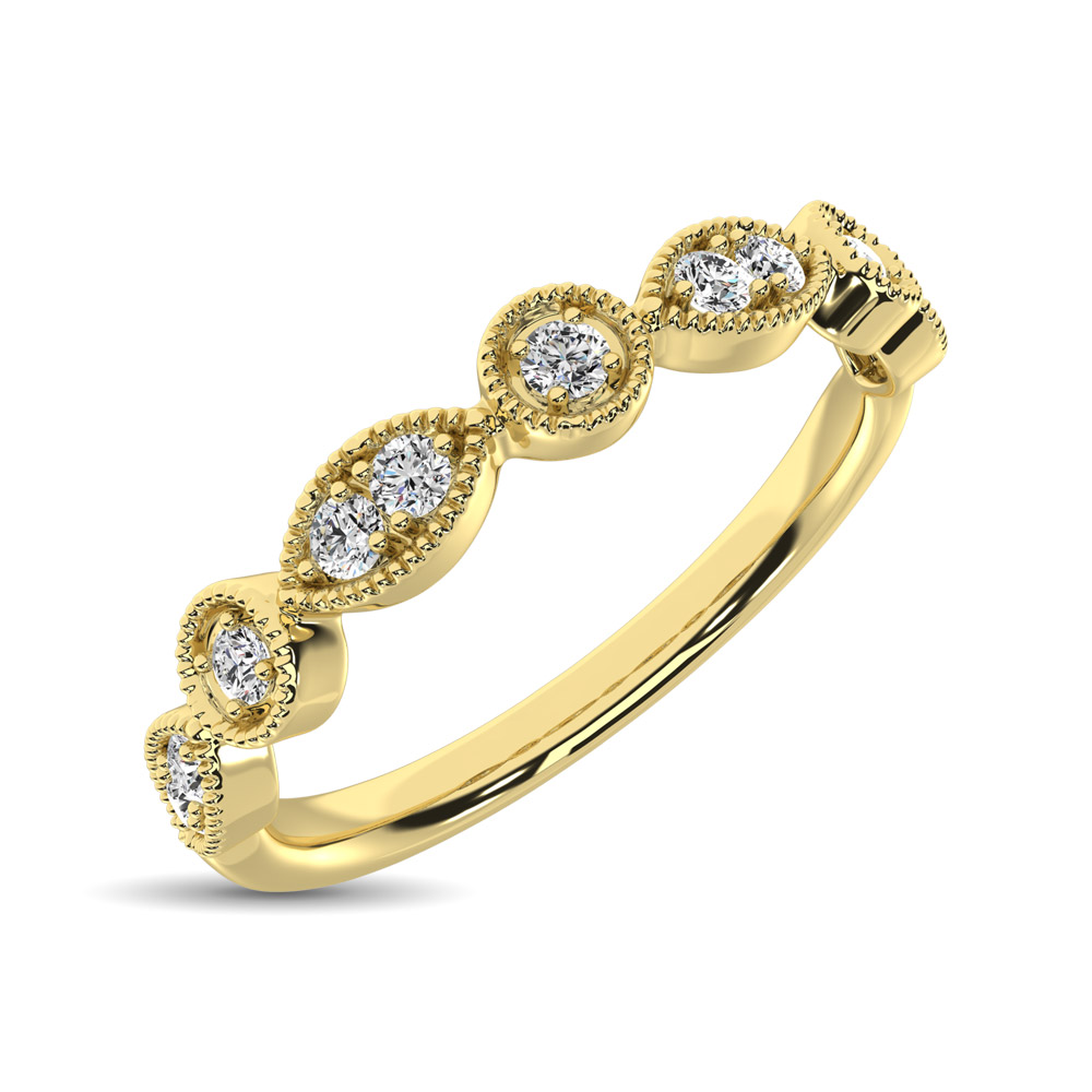 14K Yellow Gold 1/8 Ct.Tw.Diamond Stackable Band - Image 1
