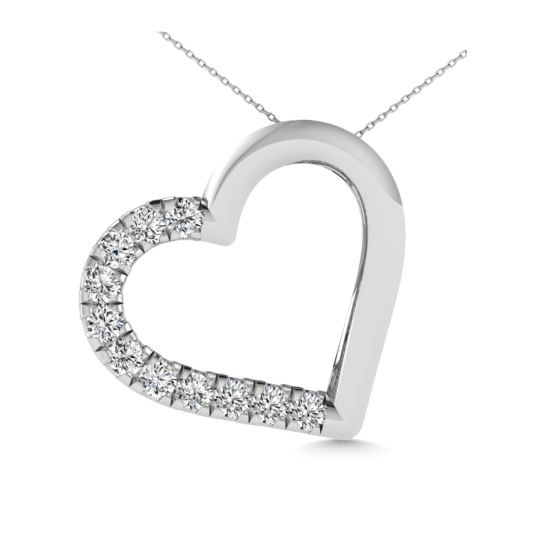 10K White Gold 1/10 Ctw Diamond Heart Pendant - Image 1