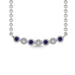 Diamond 1/10 Ct.Tw. And Blue Sapphire Necklace in 10K White Gold 2 61010W BLSAP 1