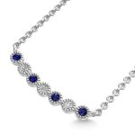 Diamond 1/10 Ct.Tw. And Blue Sapphire Necklace in 10K White Gold 3 61010W BLSAP 2