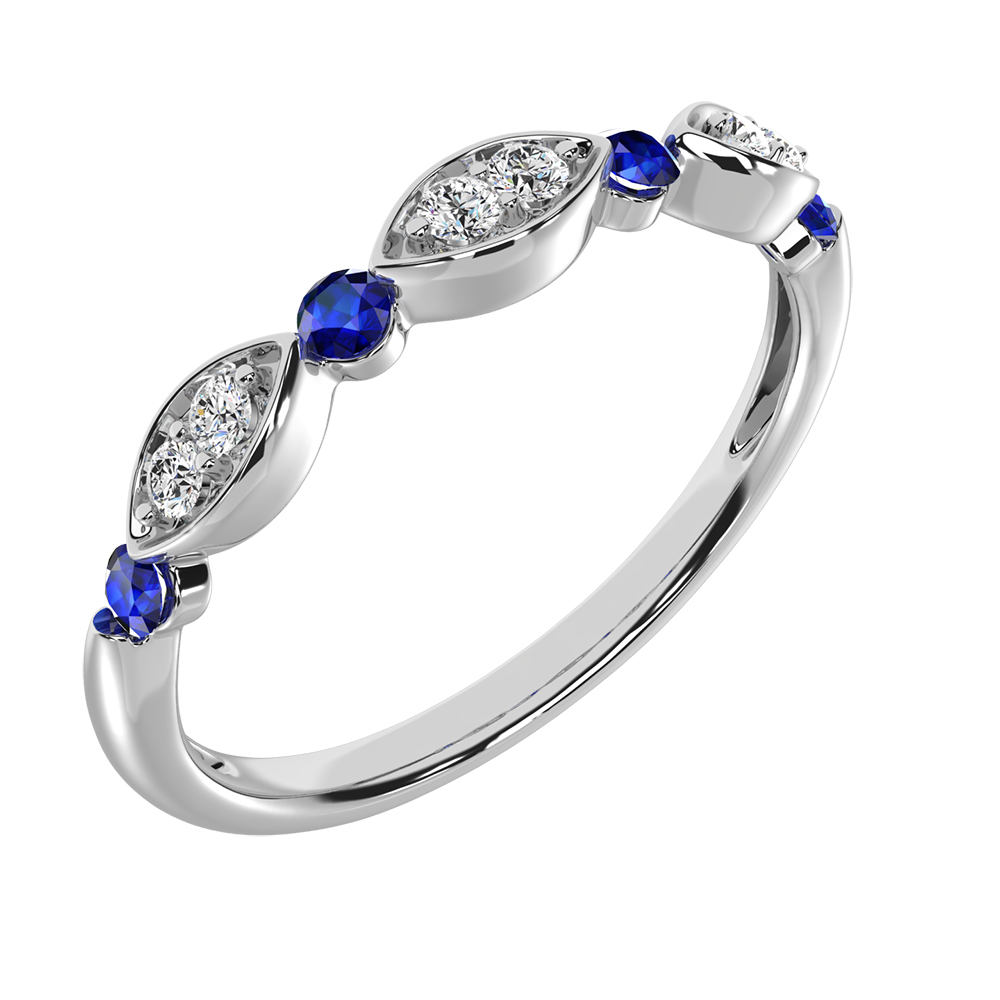 Diamond 1/5 ctw and Blue Sapphire Stack Ring - Image 1