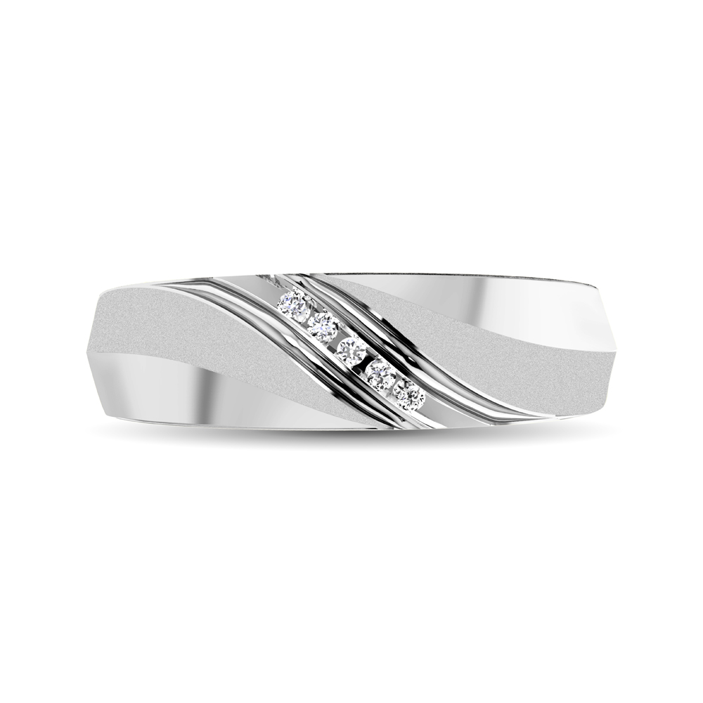 Men's 1/20 Ctw. Diamond Slant Ring in 10K White Gold - Image 1