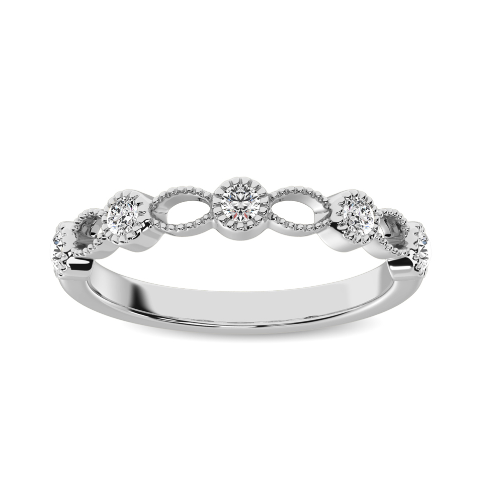 14K White Gold 1/6 Ctw Diamond Band - Image 1