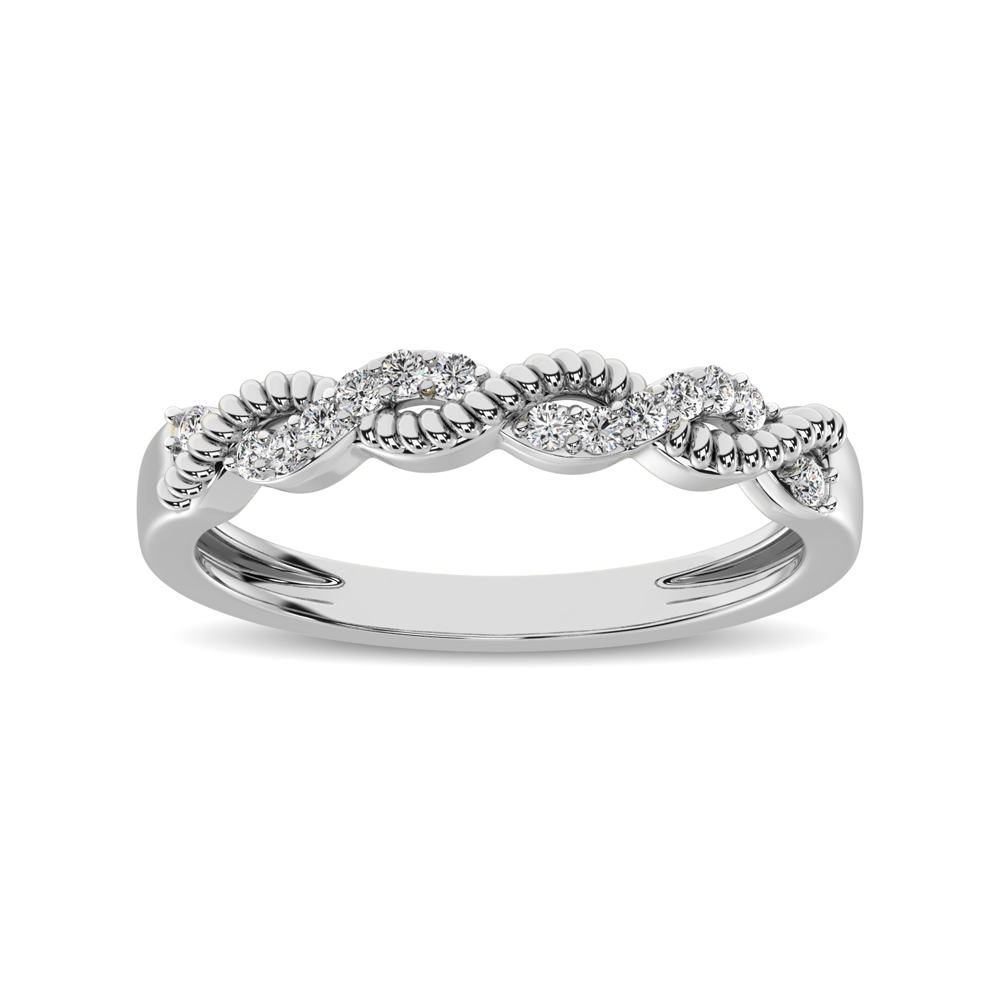 Diamond 1/10 Ctw Twist Band in 14K White Gold - Image 1