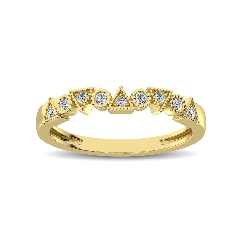 Trigale and Round Shape Diamond 1/10 ctw Band Ring in 14K Yellow Gold - Image 1