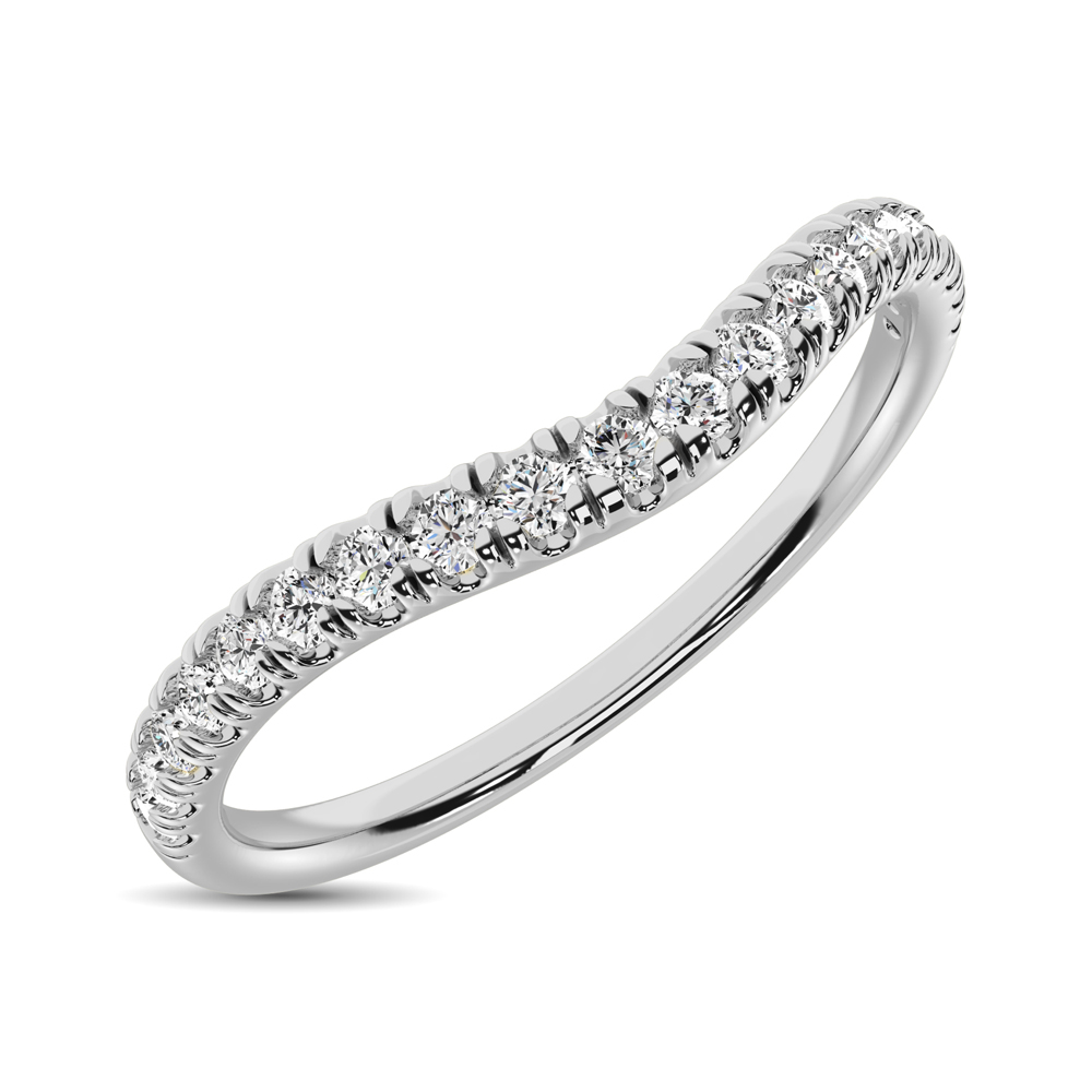 14K White Gold 1/6 ctw Contour Band Ring - Image 1