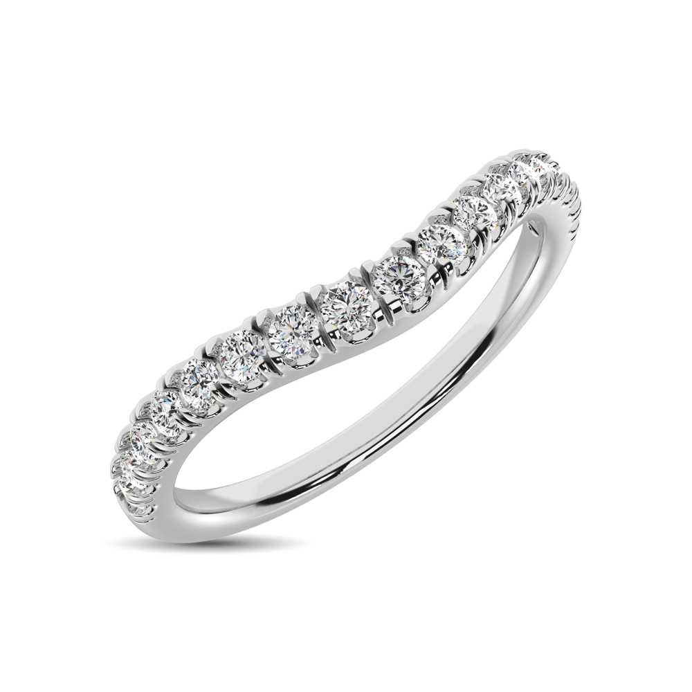 14K White Gold 1/3 Ct.Tw. Diamond Curve Band - Image 1