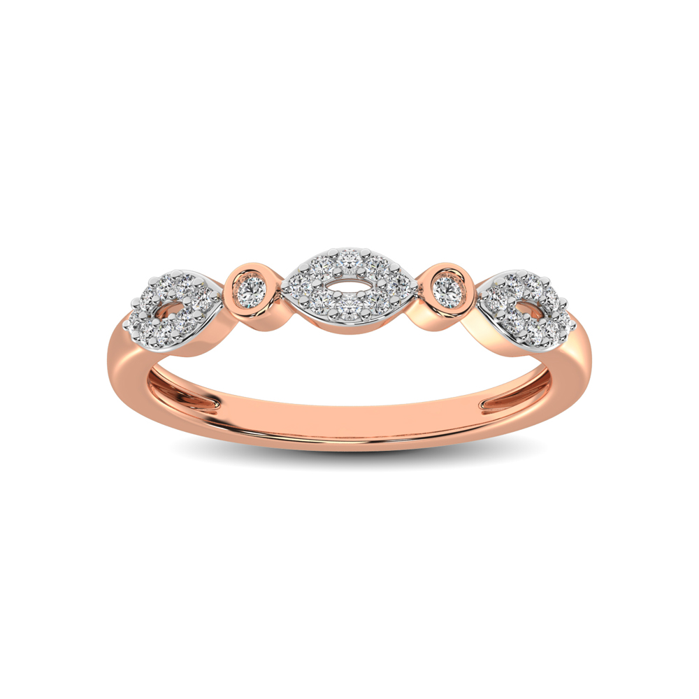 Round and Marquise Shape 1/6 Ctw Diamond Stackable Band in 10K Rose Gold - Image 1