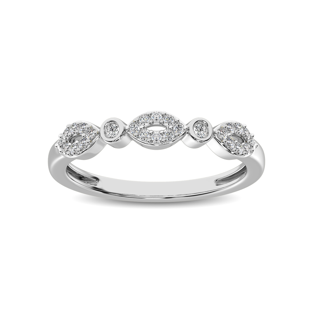 Round and Marquise Shape 1/6 Ctw Diamond Stackable Band - Image 1