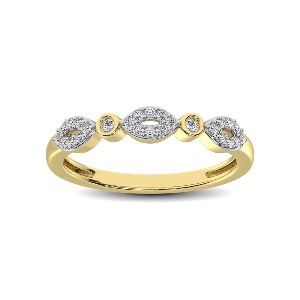 Round and Marquise Shape 1/6 Ctw Diamond Stackable Band in 10K Yellow Gold - Image 1
