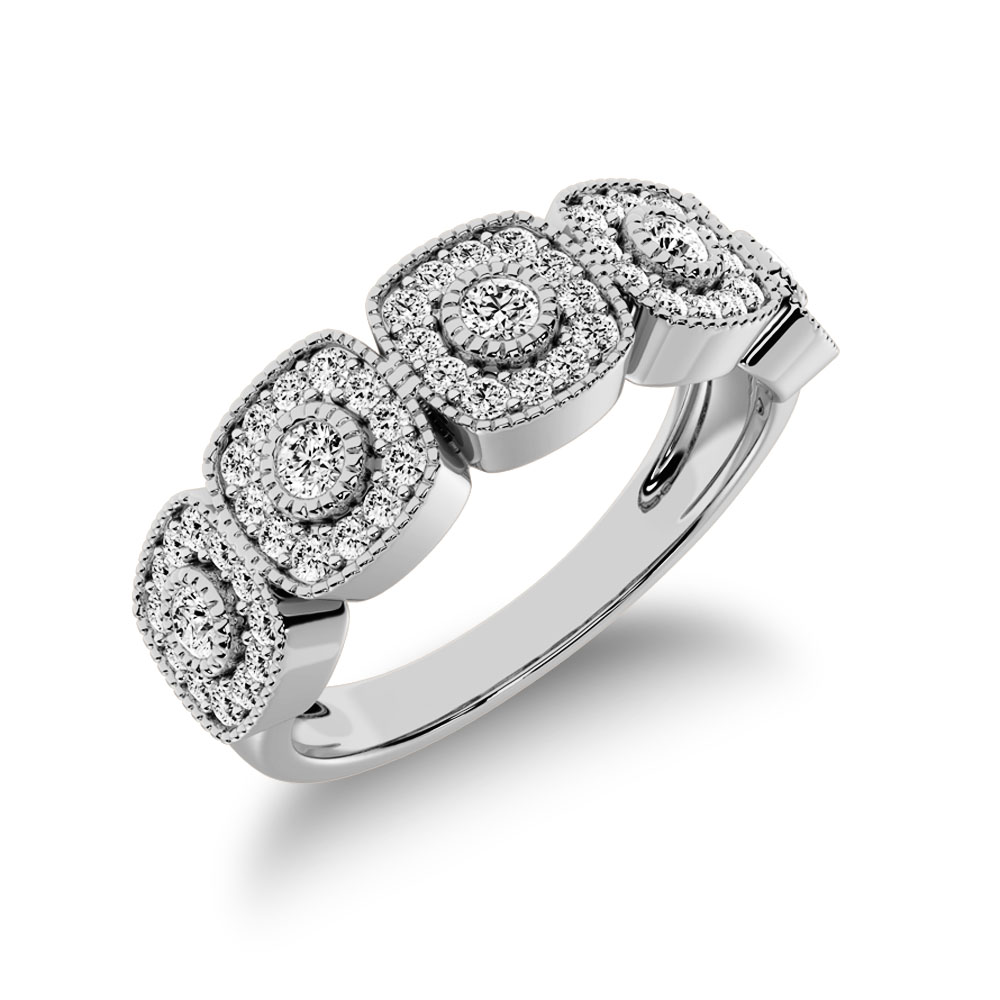 10K White Gold 2/5 Ct.Tw. Diamond Fashion Ring With Milgrain Detail - Image 1