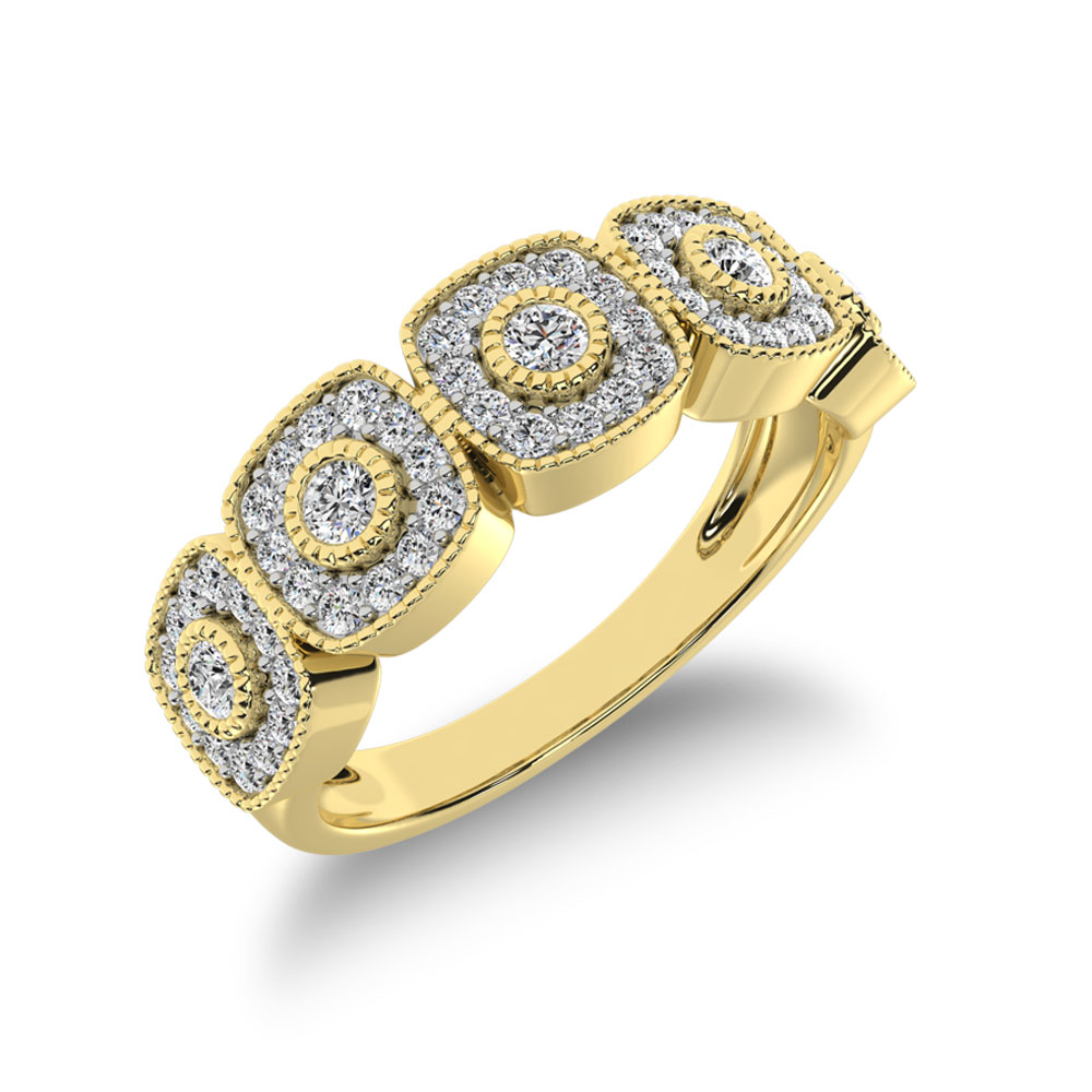 10K Yellow Gold 2/5 Ct.Tw. Diamond Fashion Ring With Milgrain Detail - Image 1