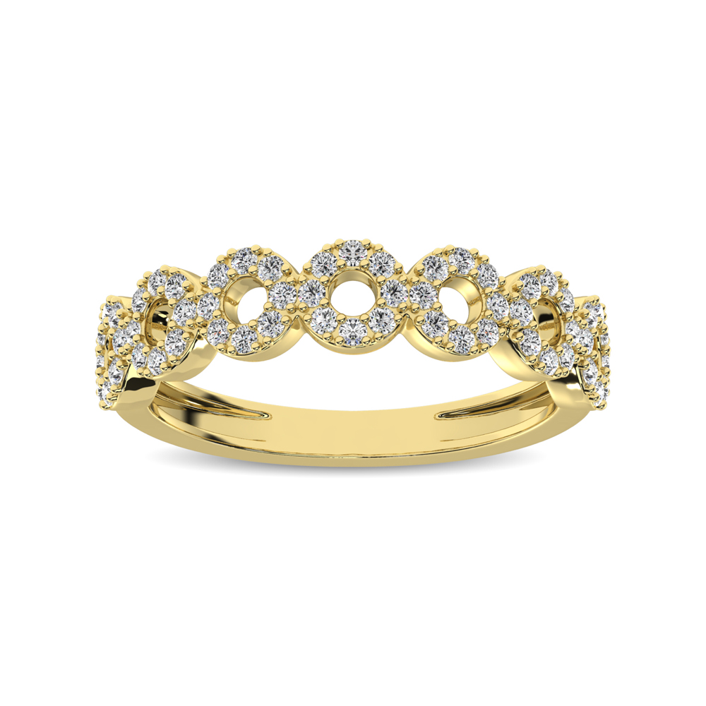 14K Yellow Gold 1/3 Ct.Tw. Diamond 7 Station Stackable Band - Image 1