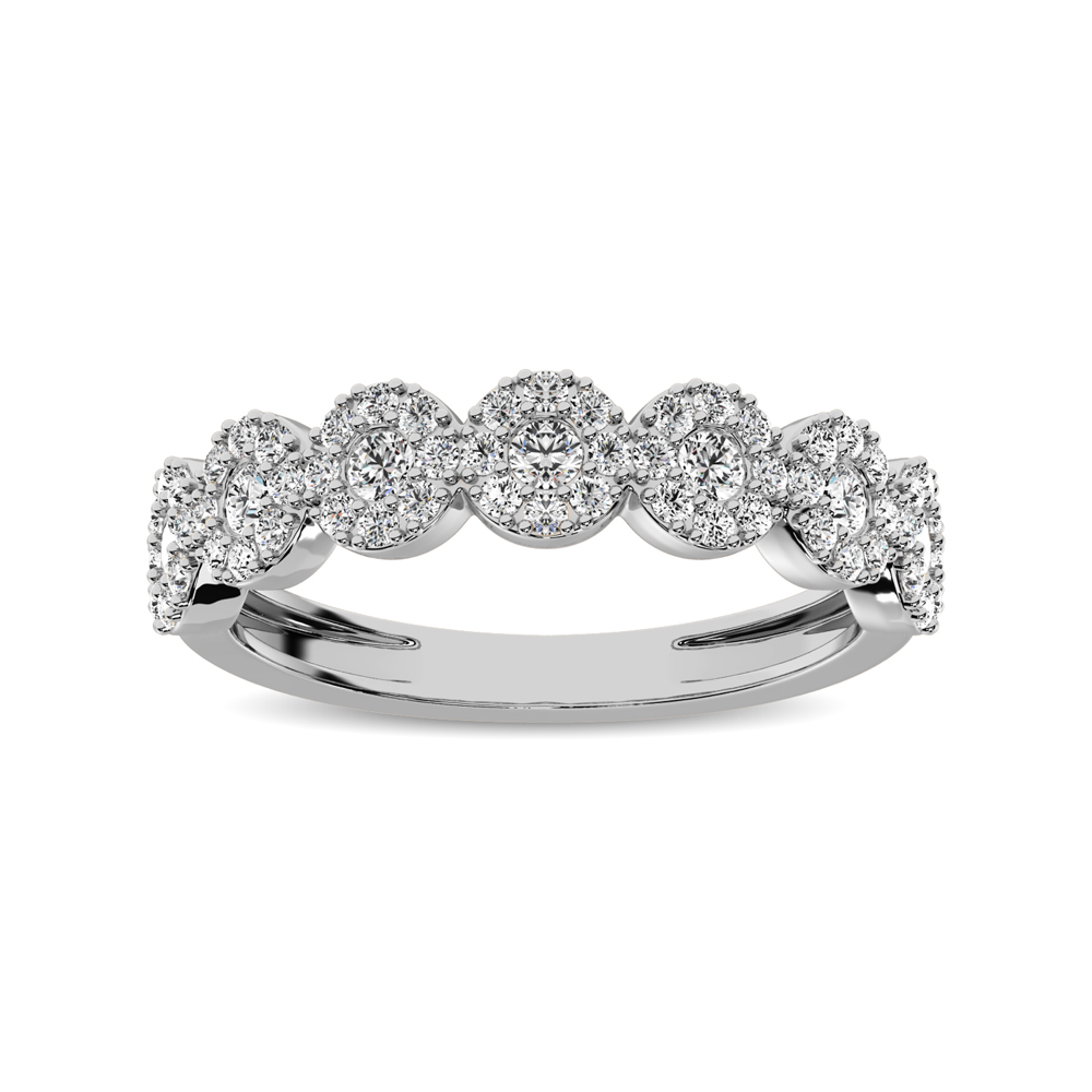 14K White Gold 5/8 Ct.Tw. Diamond Round Frame Stackable Band - Image 1