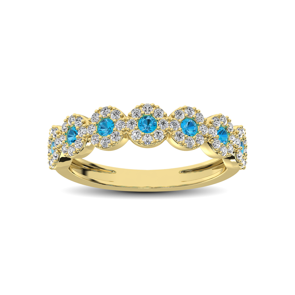 14K Yellow Gold 5/8 Ct.Tw. Diamond & Blue Sapphire Stackable Band - Image 1