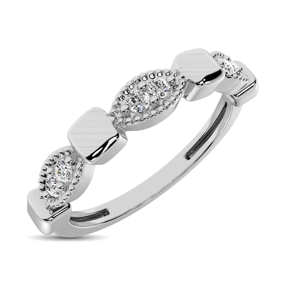 14K White Gold 1/10 Ct.Tw. Diamond Stackable Band - Image 1