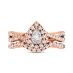 Diamond  Twist Shank Single Halo Bridal Ring 1 ct tw Pear Cut in 14K Rose Gold - Image 2