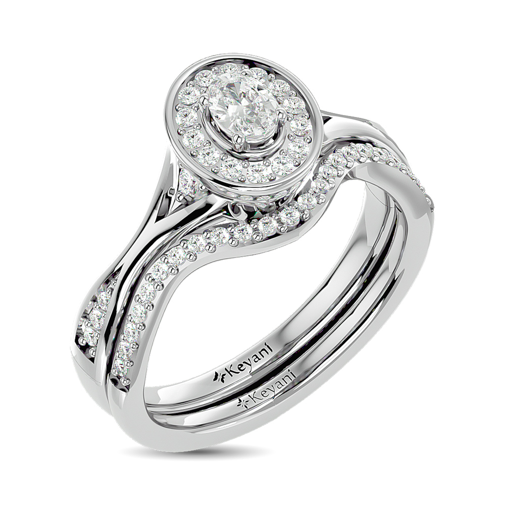 Diamond 1/2 Ct.Tw. Oval Cut Bridal Ring in 14K White Gold - Image 1