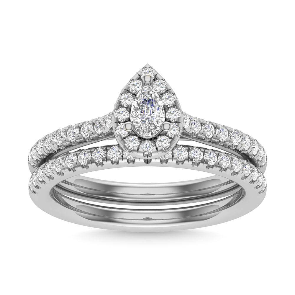 Diamond 3/4 Ct.Tw. Pear Cut Bridal Ring in 14K White Gold - Image 1