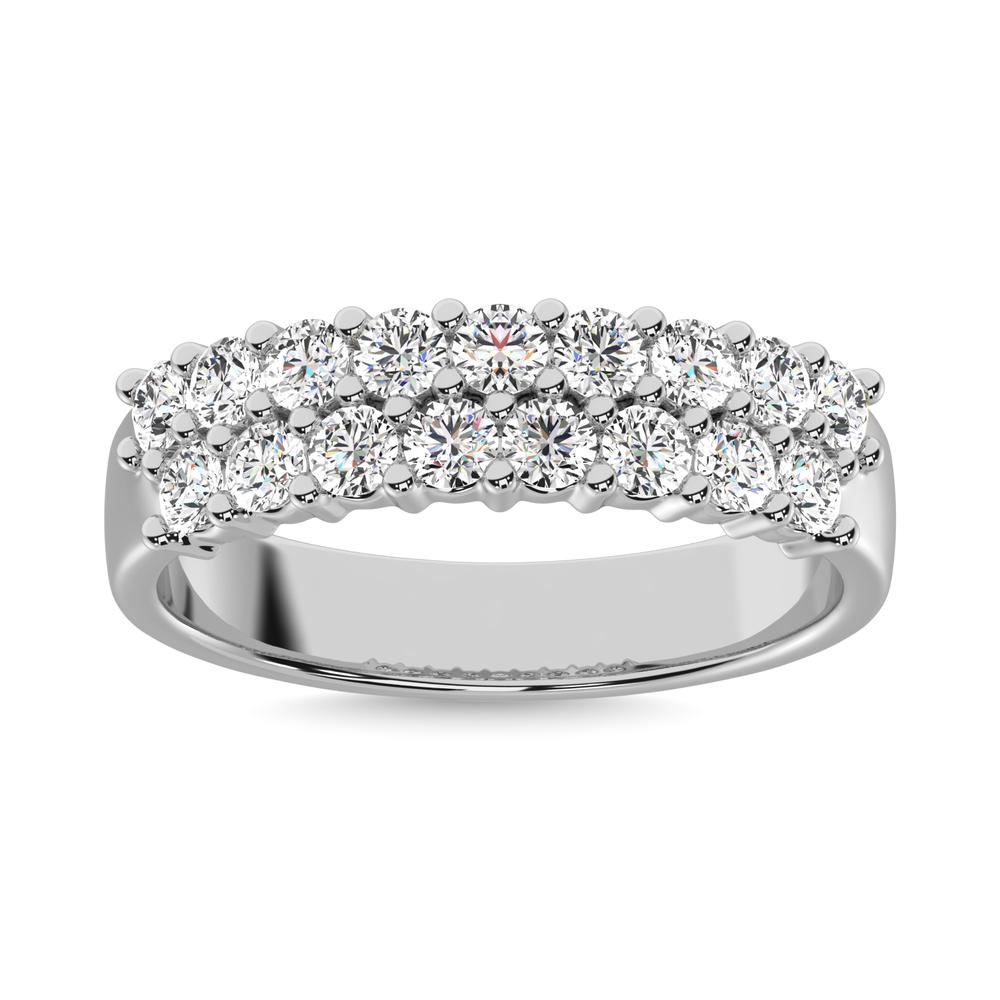 Diamond 1 1/2 ct tw Round Cut Two Row Ring in 14K White Gold - Image 1