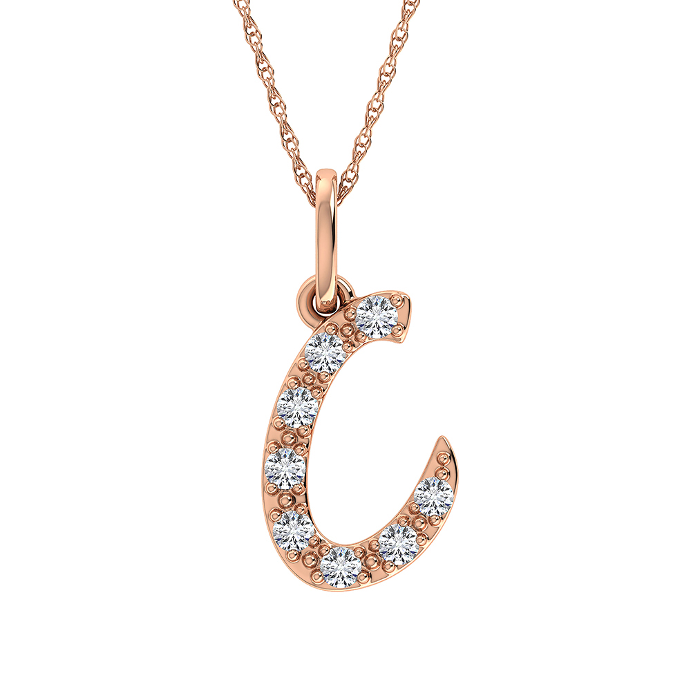 Diamond 1/8 Ct.Tw. Letter C Pendant in 10K Rose Gold - Image 1
