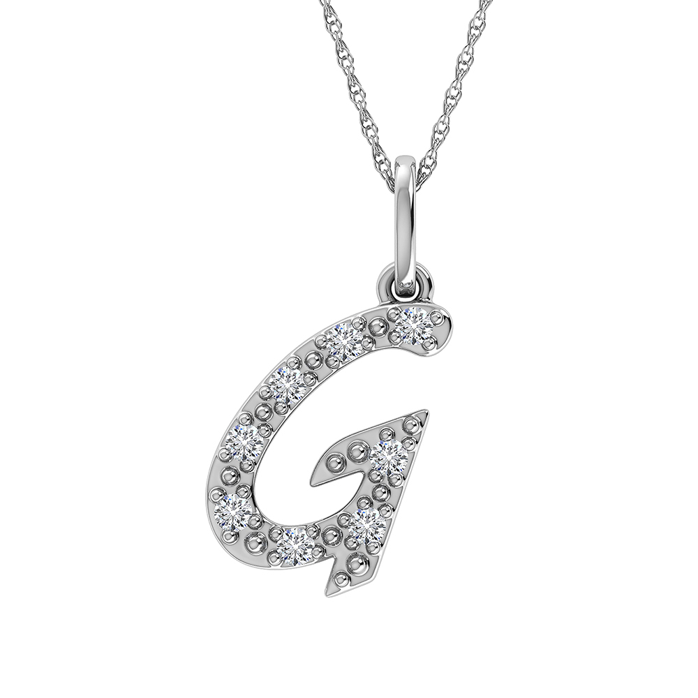 Diamond 1/8 Ct.Tw. Letter G Pendant in 10K White Gold - Image 1